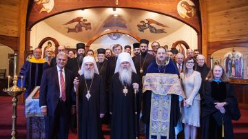 Patriarch Irinej at Three Hierarchs Chapel in 2015.