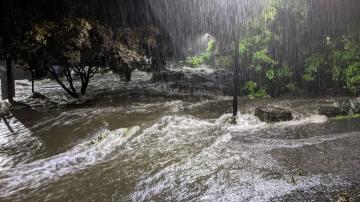 Flood waters submerging parts of campus